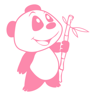 Happy Panda Holding Bamboo Decal (Pink)